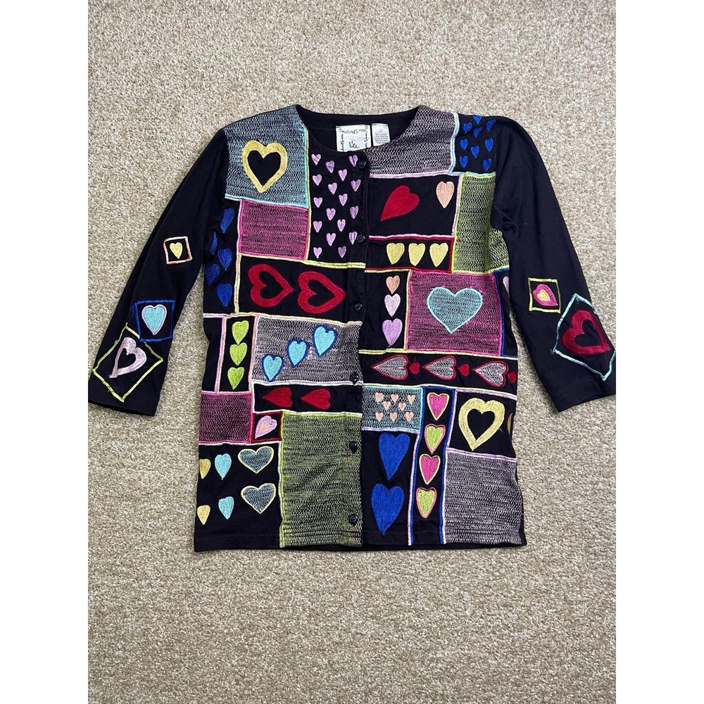 Vintage Michael Simon ShirtSweater Womens 3D Cardigan Small Exelente Condición